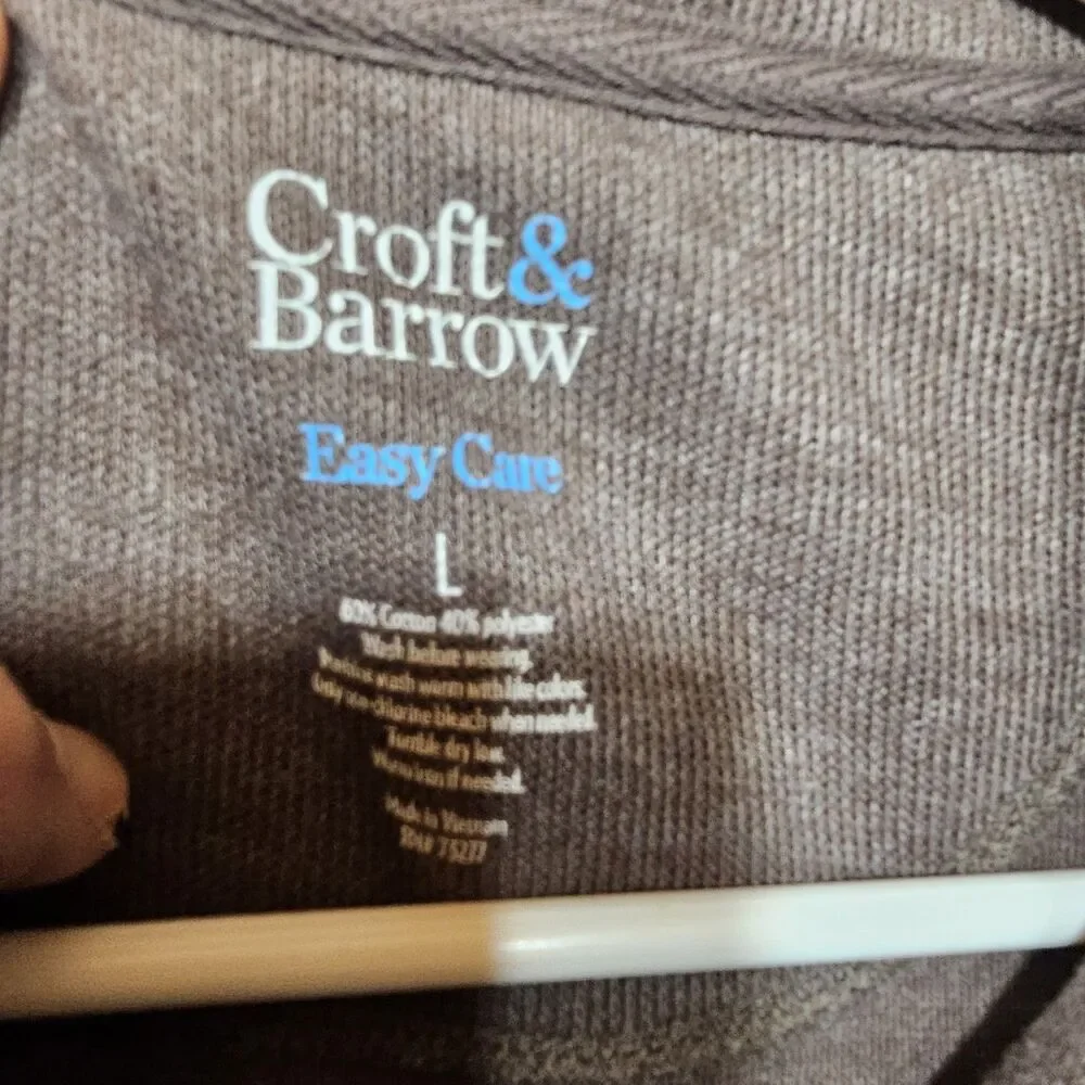Croft & Barrow Mens Easy Care Extra Soft 1/4 Zip Pullover, Brown,Large